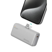 Baterie externă, Powerbank AUKEY Spark Mini 5000mAh – încărcare rapidă 22.5W cu conector USB‑C pliabil, Alb Mat