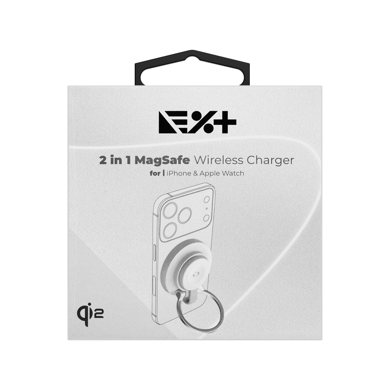 Încărcător wireless NOA MagSafe 2 în 1, 15W, pentru iPhone și Apple Watch, pliabil, încărcare rapidă, Alb