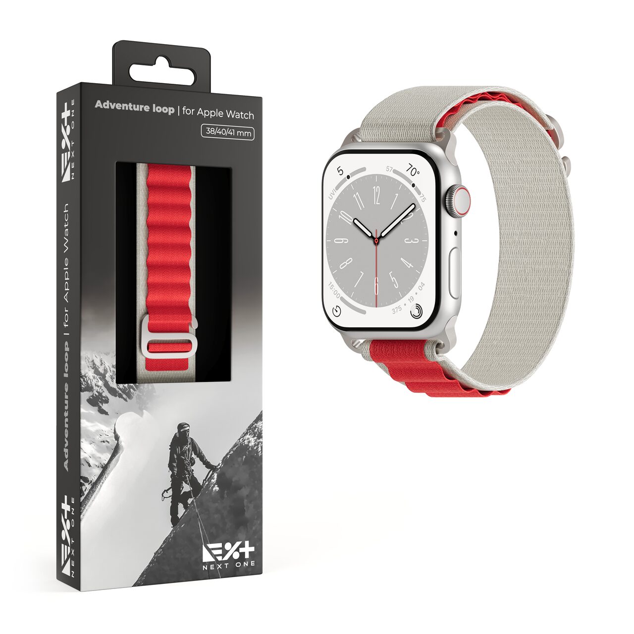 Curea NOA, Adventure Loop pentru Apple Watch 41 mm, Alb/Rosu