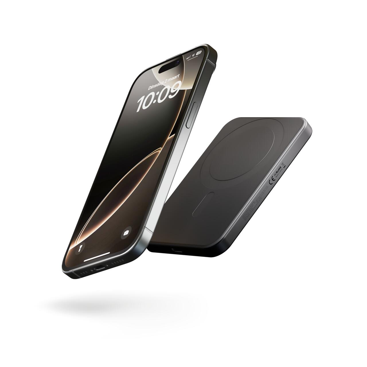 Baterie externă wireless ZENS Slim Aluminum Powerbank 5000 mAh – baterie externă wireless 2-în-1, neagră