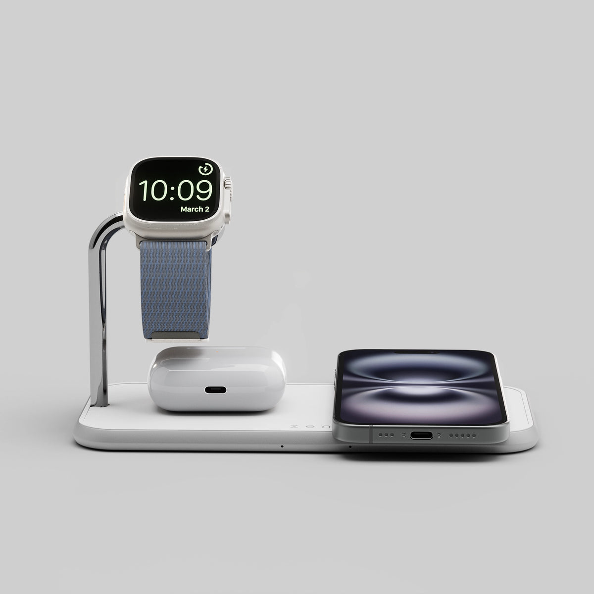 ZENS Dual + Watch Aluminium Wireless Charger – Încărcător wireless pentru 3 dispozitive