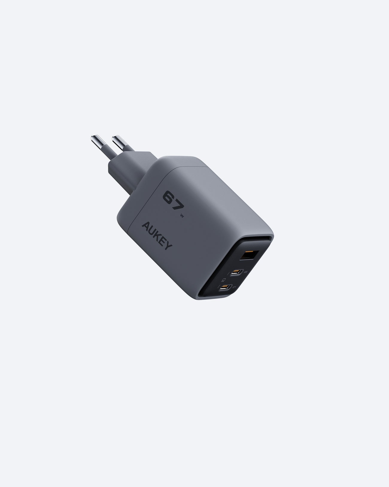Încărcător de perete AUKEY PA-C3 Comet Mix 3 67W PD cu tehnologie GaN, gri închis