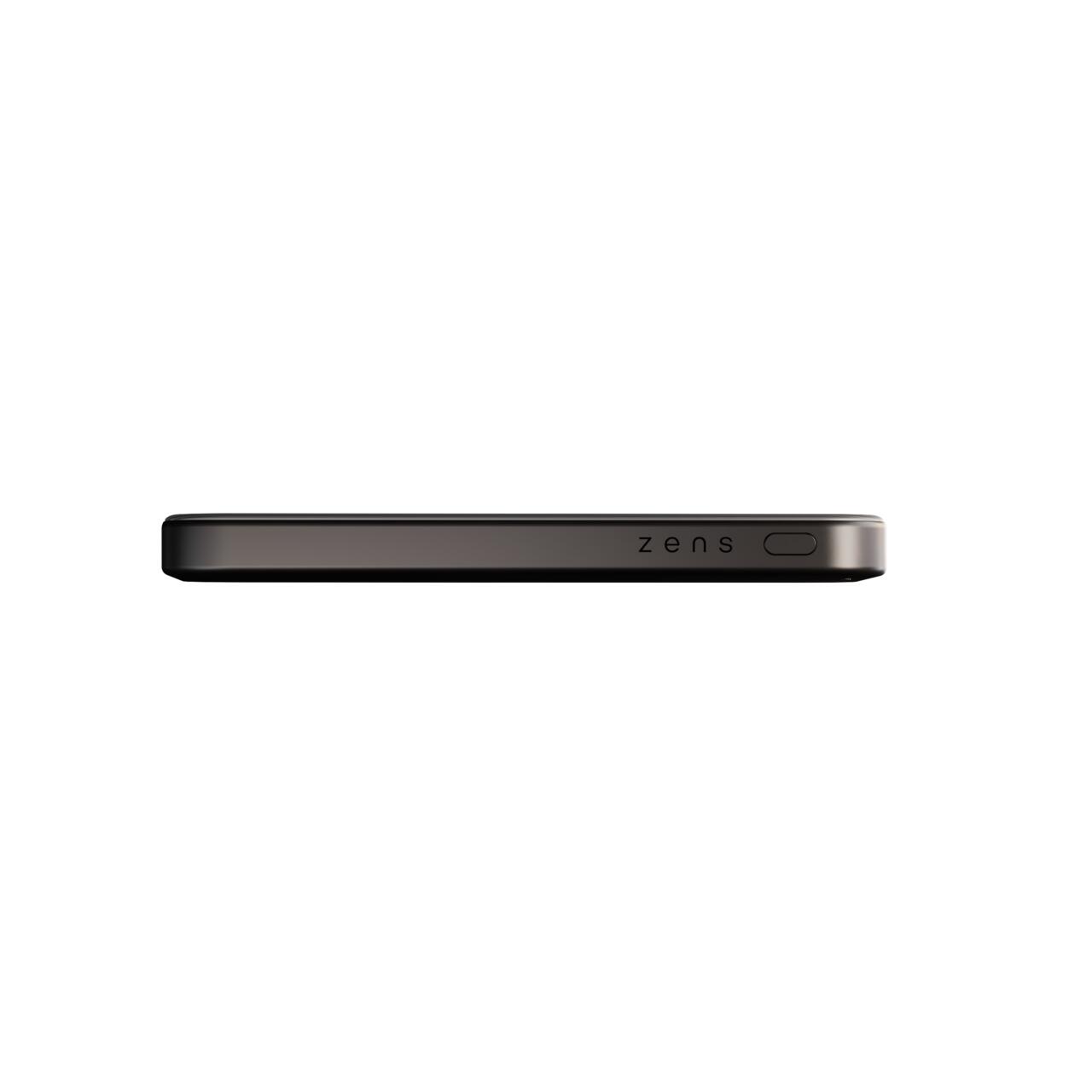 Baterie externă wireless ZENS Slim Aluminum Powerbank 5000 mAh – baterie externă wireless 2-în-1, neagră