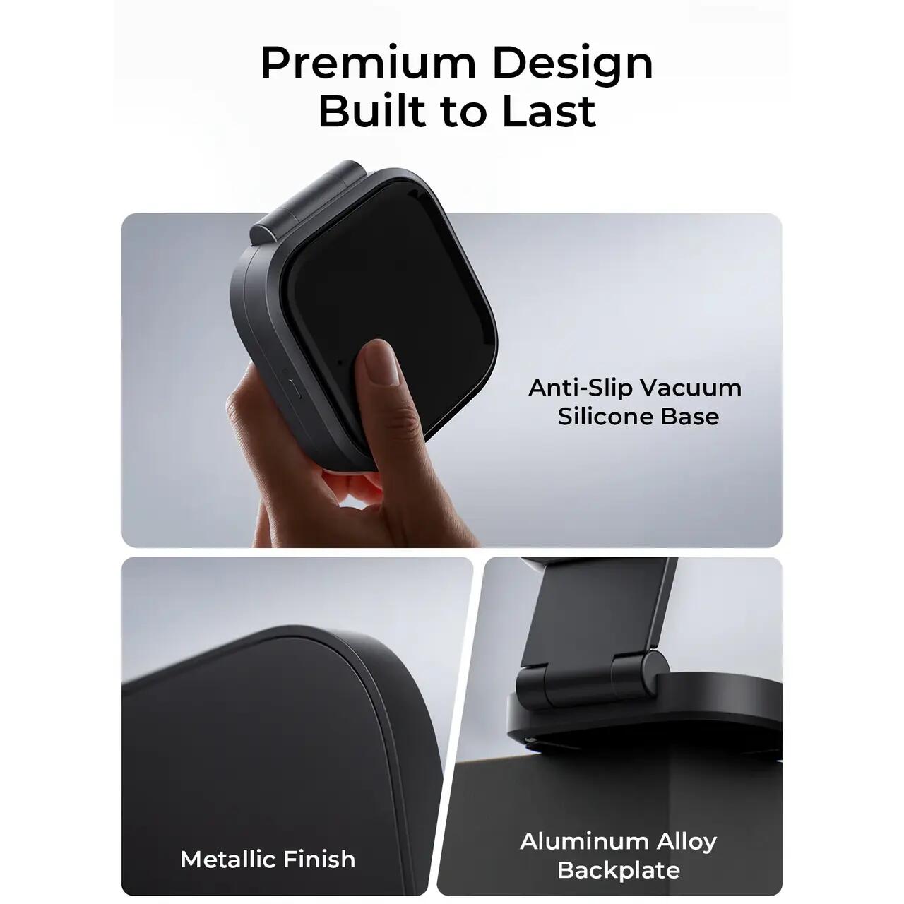 Suport de încărcare wireless pliabil magnetic AUKEY MagFusionL Qi2 2-în-1 de 15W