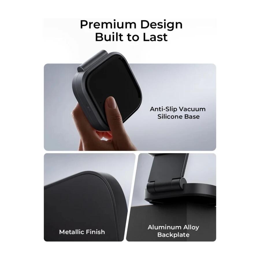 AUKEY MagFusion L Plus Încărcător wireless magnetic pliabil 2-în-1, 25W
