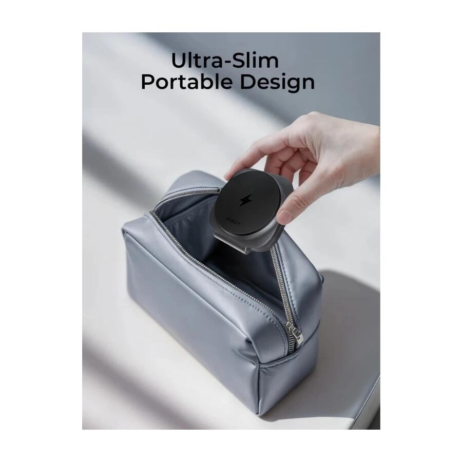 AUKEY MagFusion L Plus Încărcător wireless magnetic pliabil 2-în-1, 25W