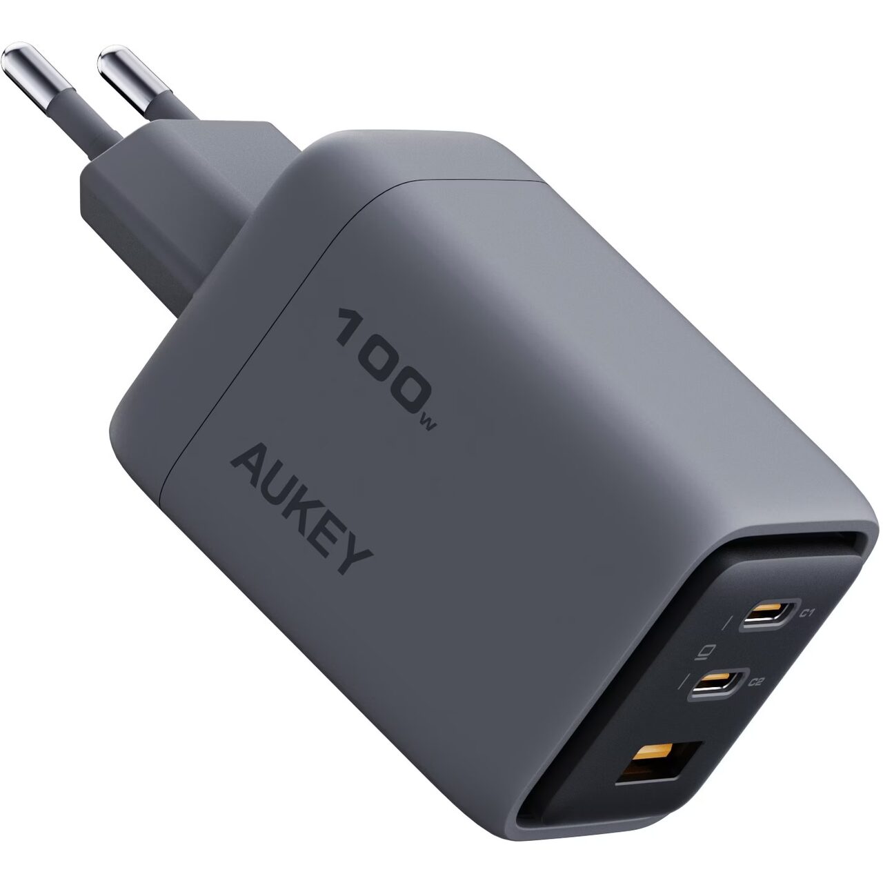Încărcător AUKEY PA‑C5 Comet Mix3 100W (PD, PPS, QC5.0), 3 porturi, GaN, Gri