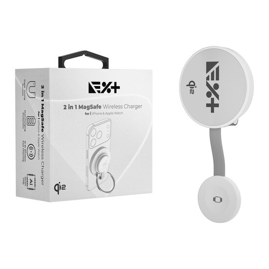 Încărcător wireless NOA MagSafe 2 în 1, 15W, pentru iPhone și Apple Watch, pliabil, încărcare rapidă, Alb