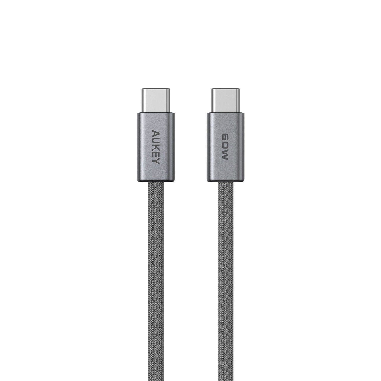 Cablu împletit AUKEY USB-C la USB-C 60W/480Mbps 1.8M Gri-metal