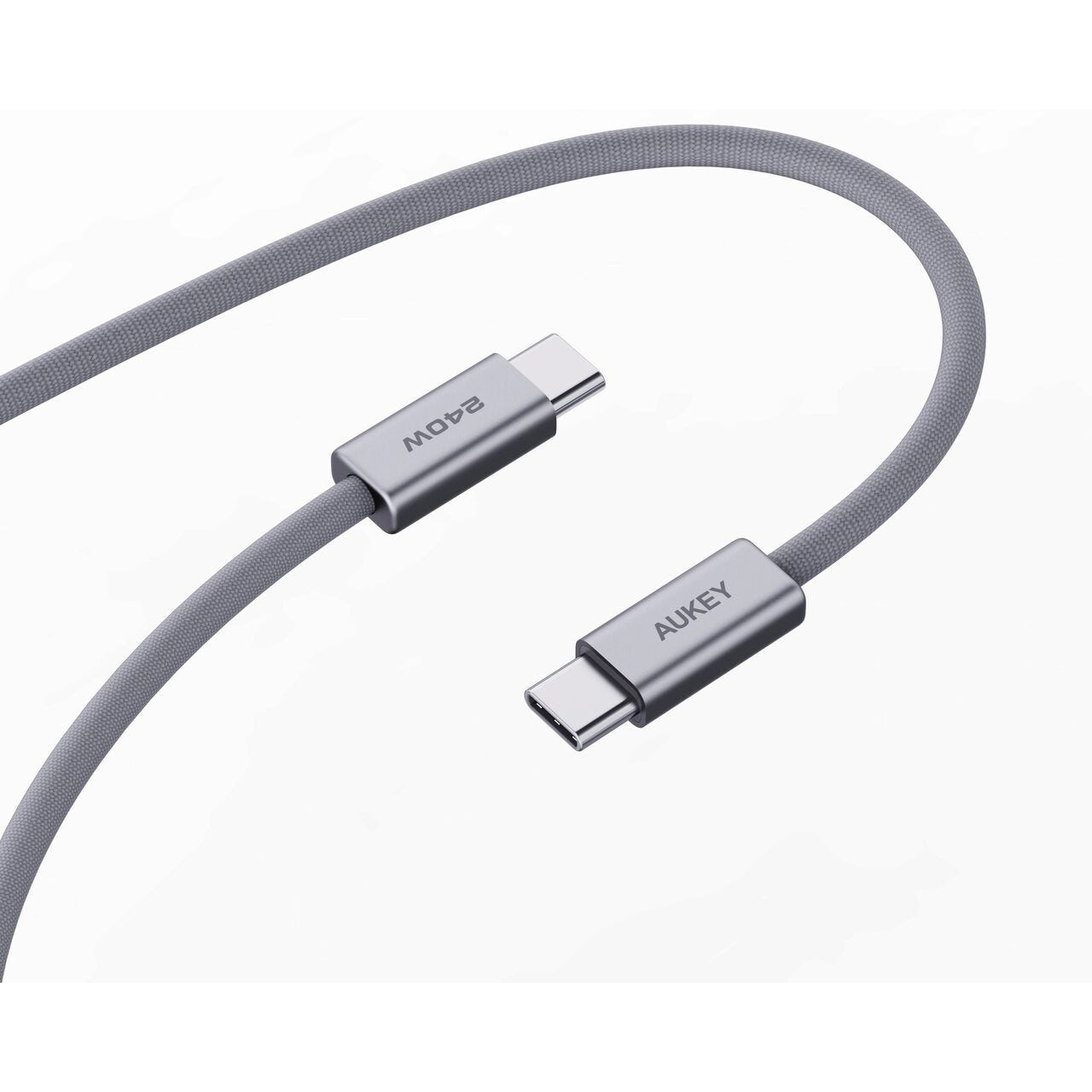 Cablu împletit AUKEY USBCC la USBC 240W/480Mbps 1.8M Gri-metalic
