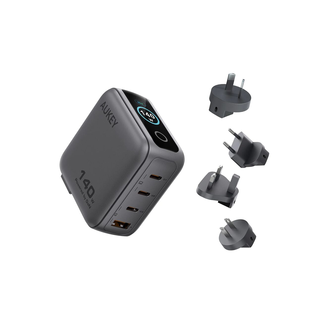 AUKEY Nova PinS Încărcător de perete GaN 140W cu afișaj inteligent