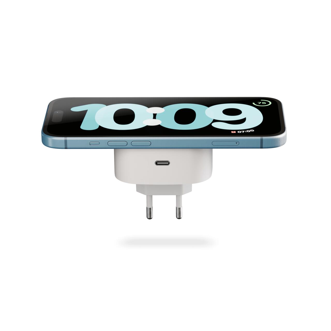 Adaptor wireless Zens cu ștecher UE – încărcare de 15 W + USB-C de 18 W, design compact, Alb