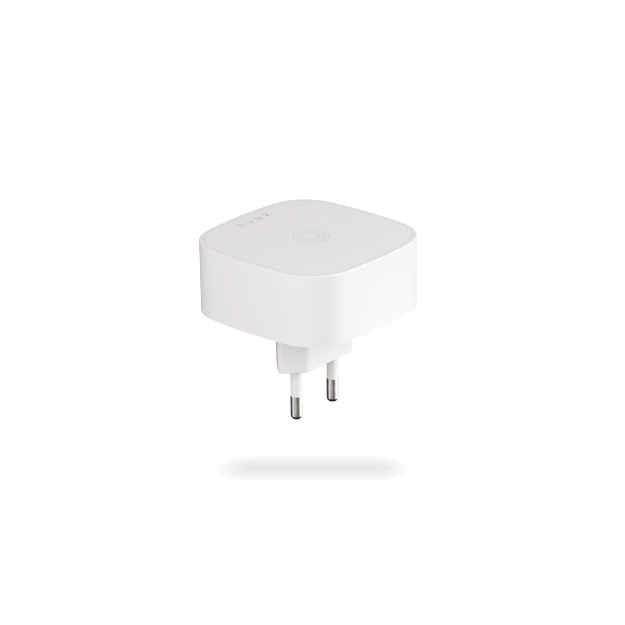 Adaptor wireless Zens cu ștecher UE – încărcare de 15 W + USB-C de 18 W, design compact, Alb