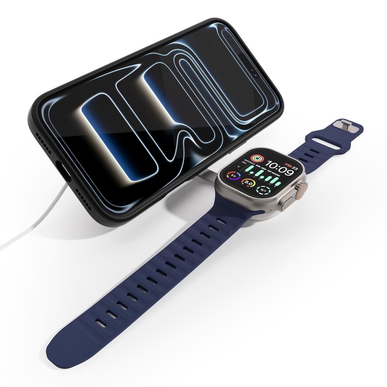 Încărcător wireless NOA MagSafe 2 în 1, 15W, pentru iPhone și Apple Watch, pliabil, încărcare rapidă, Alb