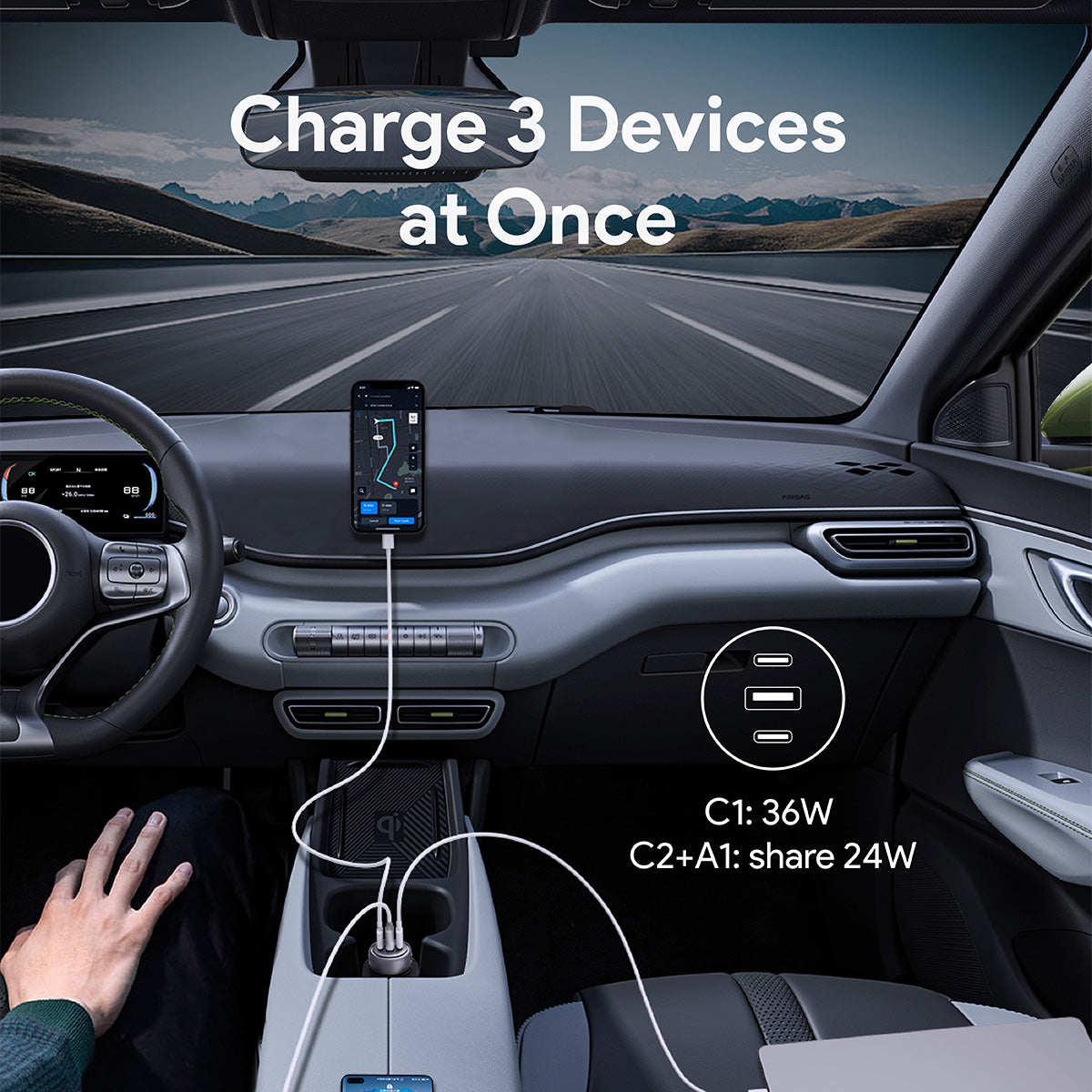 AUKEY Pathfinder Mix 3 66W Fast Charging Car Charger