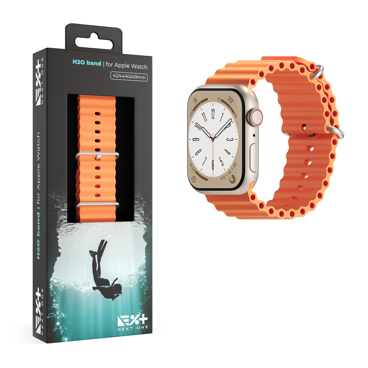 Curea NOA,  H2O Band pentru Apple Watch 45/49 mm, Portocaliu