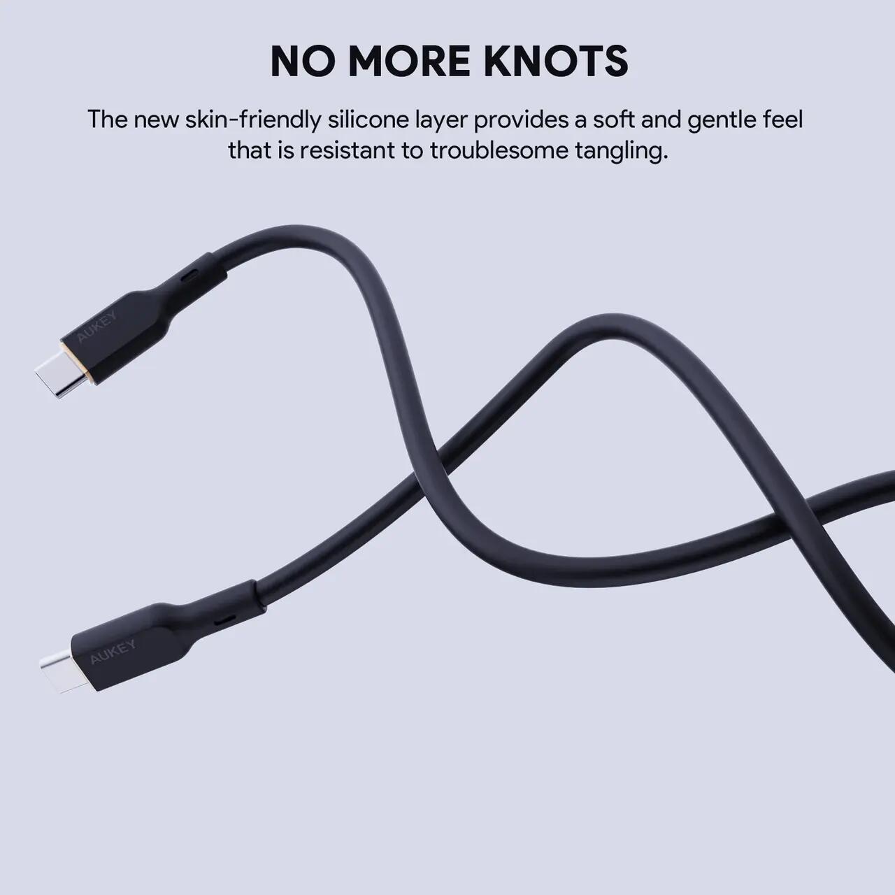 Cablu silicon AUKEY Circlet Blink 100W USB-C la USB-C 1.8m