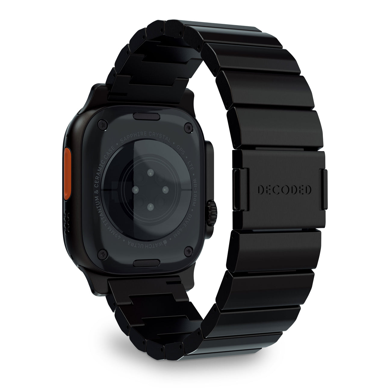 Curea smartwatch DECODED Titanium Traction pentru Apple Watch 44/45/46/49 mm, Titan, Închidere magnetică, Negru