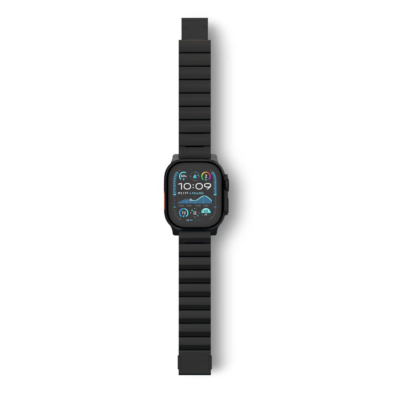 Curea smartwatch DECODED Titanium Traction pentru Apple Watch 44/45/46/49 mm, Titan, Închidere magnetică, Negru