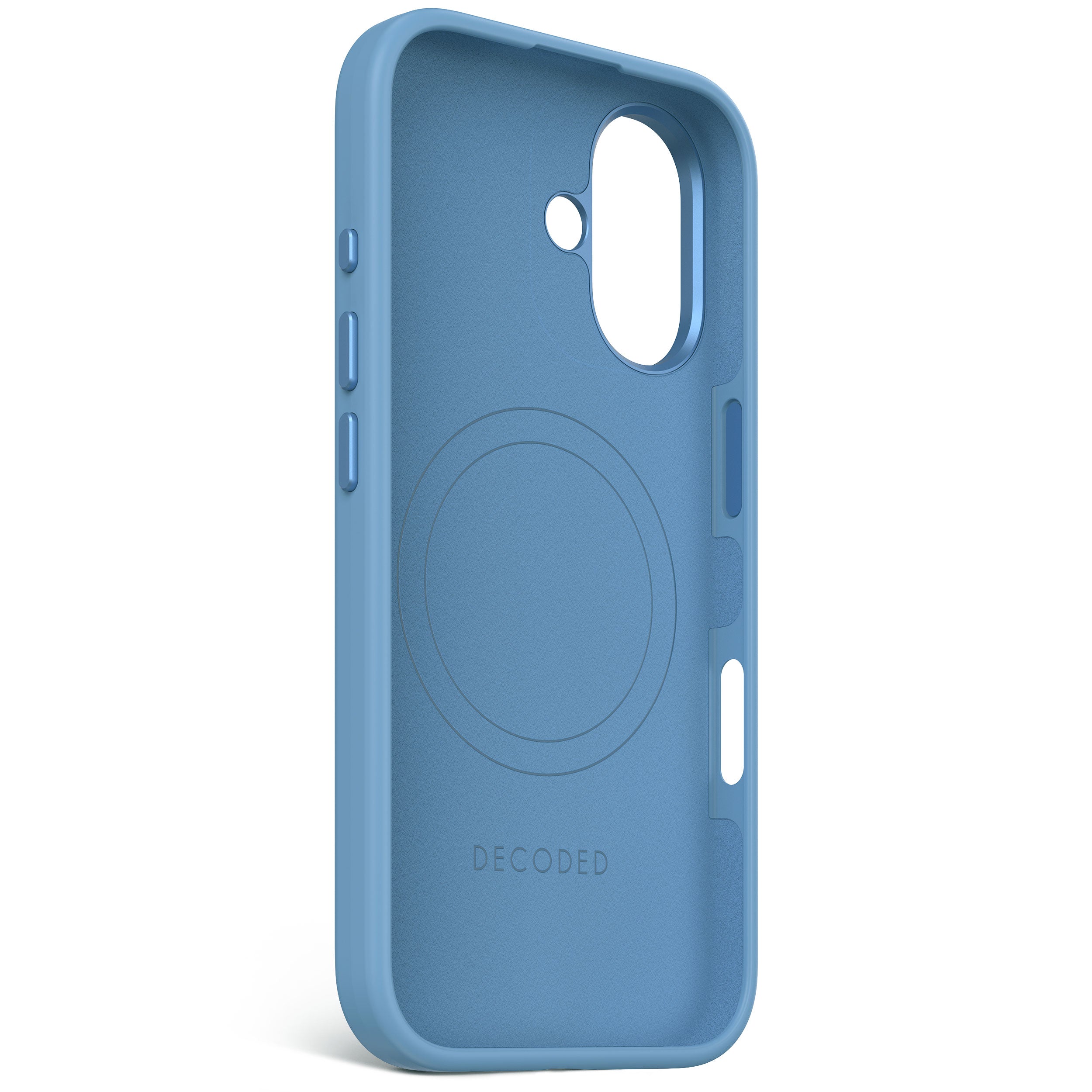 DECODED Husă de silicon antimicrobiană pentru iPhone 16 - Albastru aerian