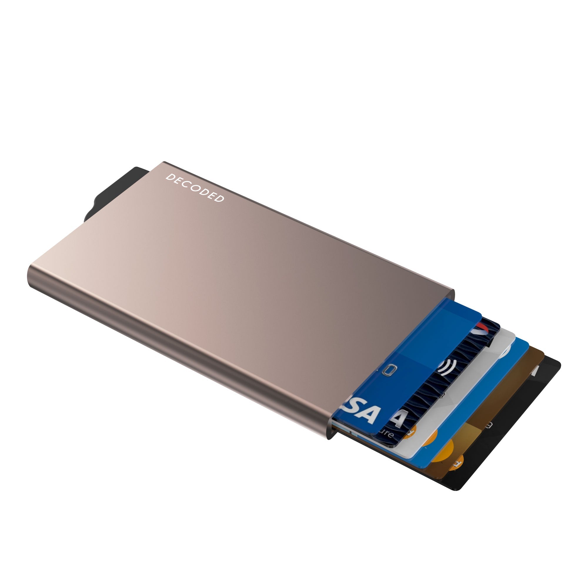 Portofel magnetic subțire din aluminiu, Decoded, cu MagSafe – Auriu-Deșert