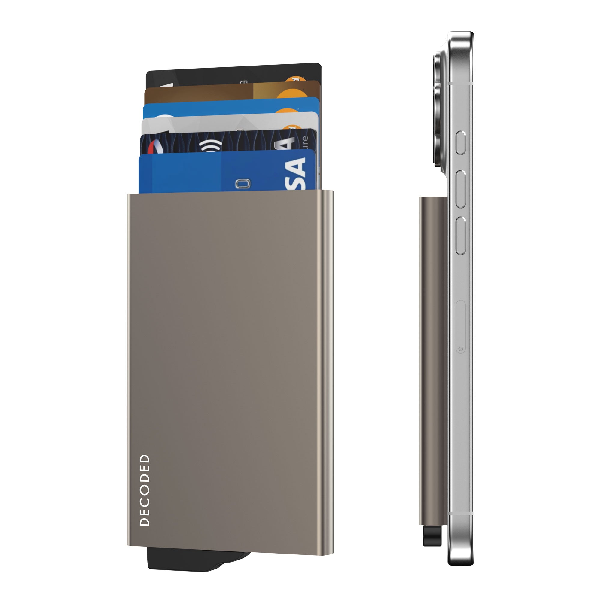 Suport Decoded Slim Magnetic Aluminum Cardholder cu MagSafe – Titanium
