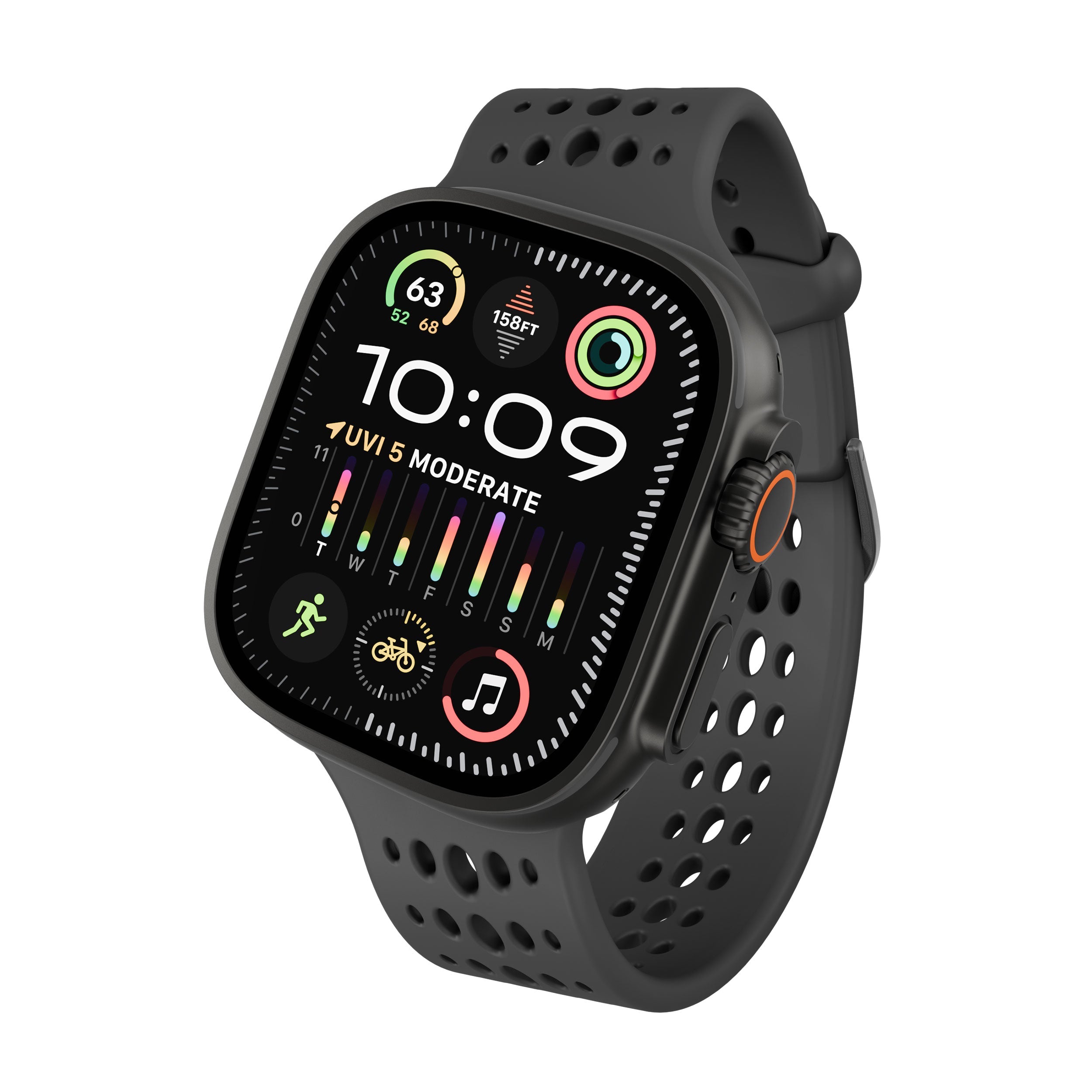 Curea din silicon Decoded Ares O pentru Apple Watch 44/46/49 mm – Neagră