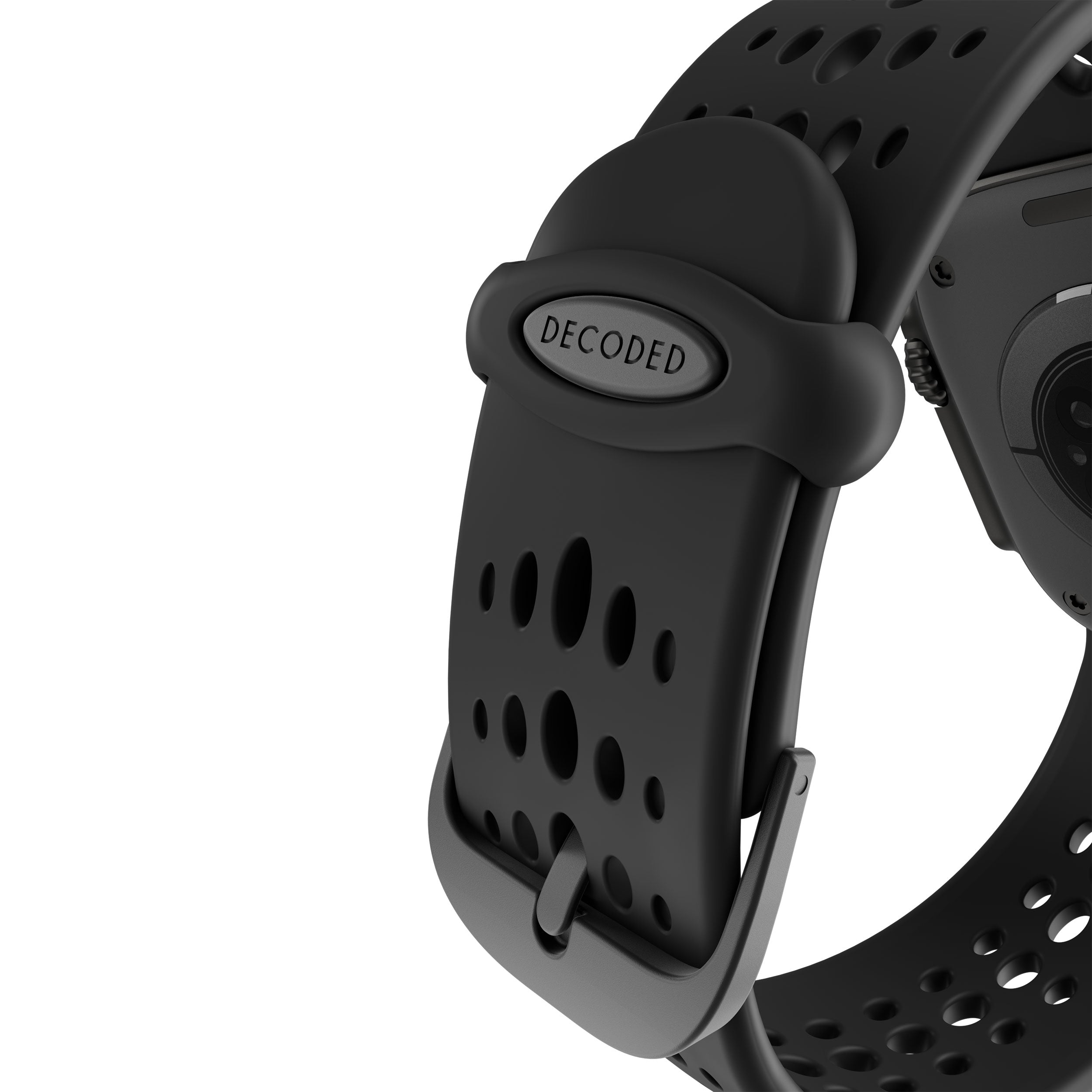 Curea din silicon Decoded Ares O pentru Apple Watch 44/46/49 mm – Neagră