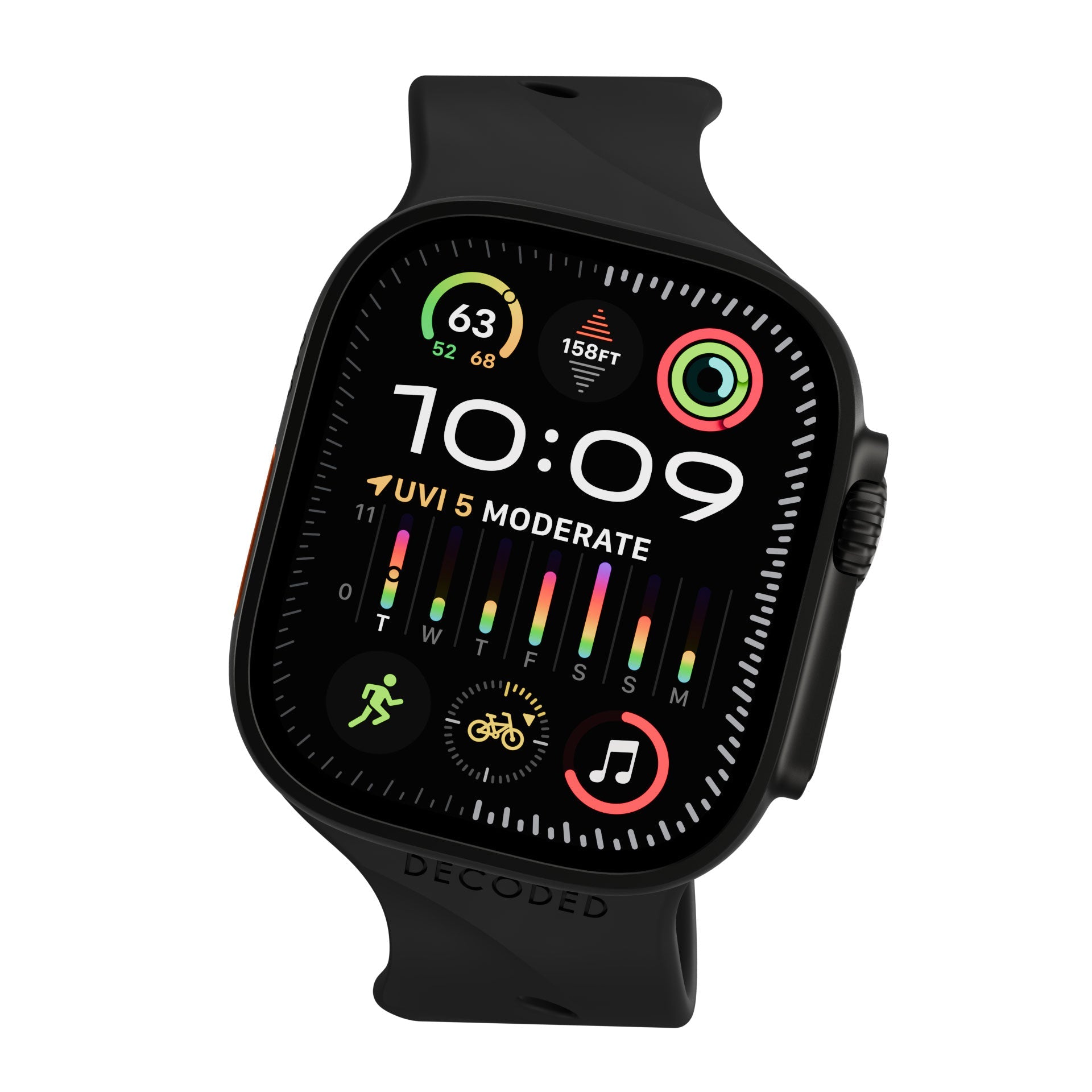 Curea silicon Decoded Ares Splice pentru Apple Watch 44/46/49 mm – Negru