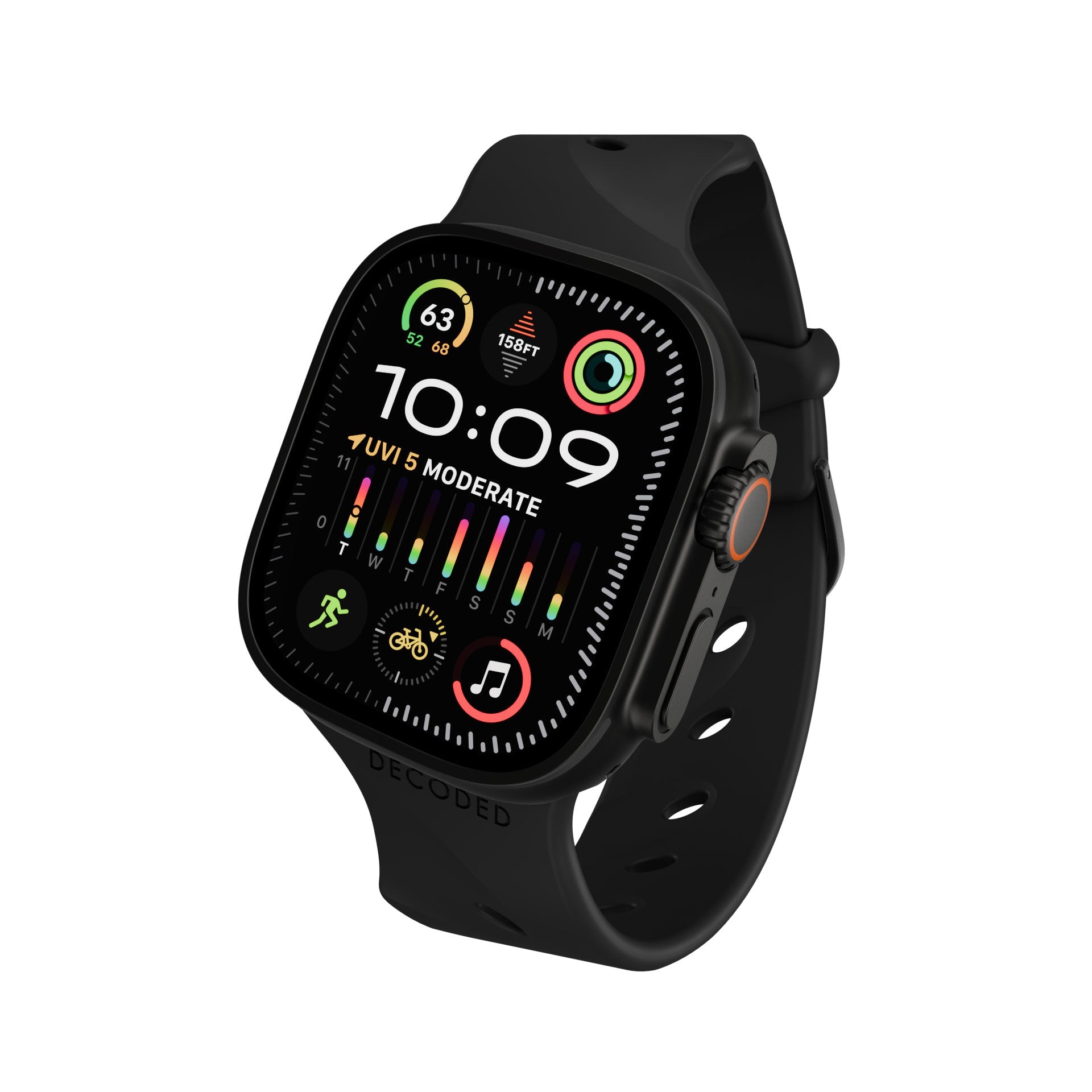 Curea silicon Decoded Ares Splice pentru Apple Watch 44/46/49 mm – Negru