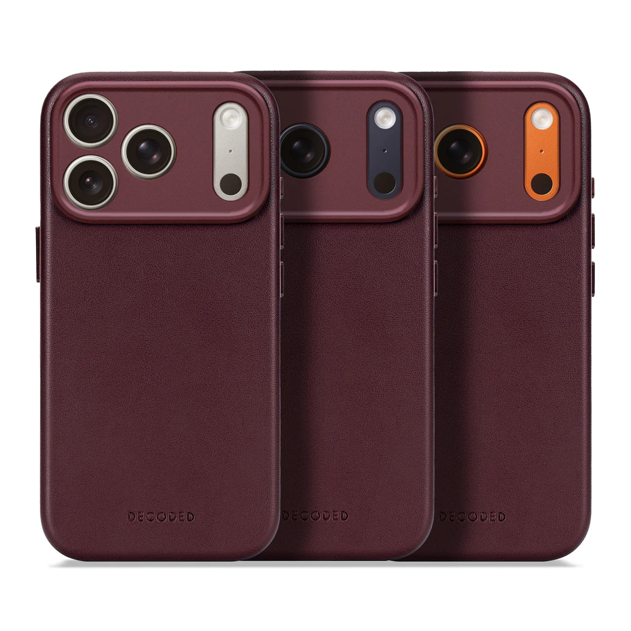 Husă din piele DECODED pentru iPhone 17 Pro - Roșu Rubin Închis