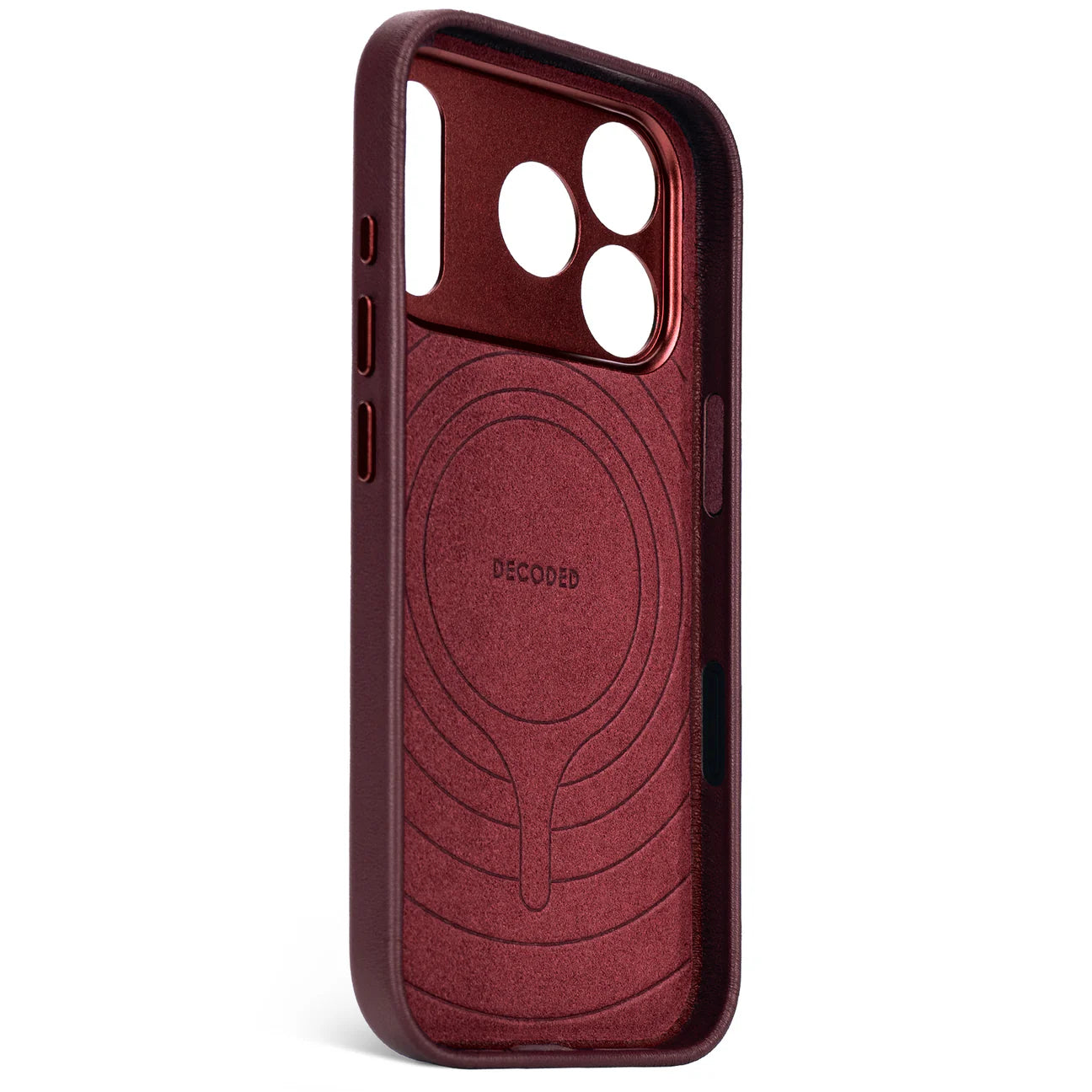 DECODED Husă de piele pentru iPhone 17 Pro Max - Roșu Rubin Întunecat