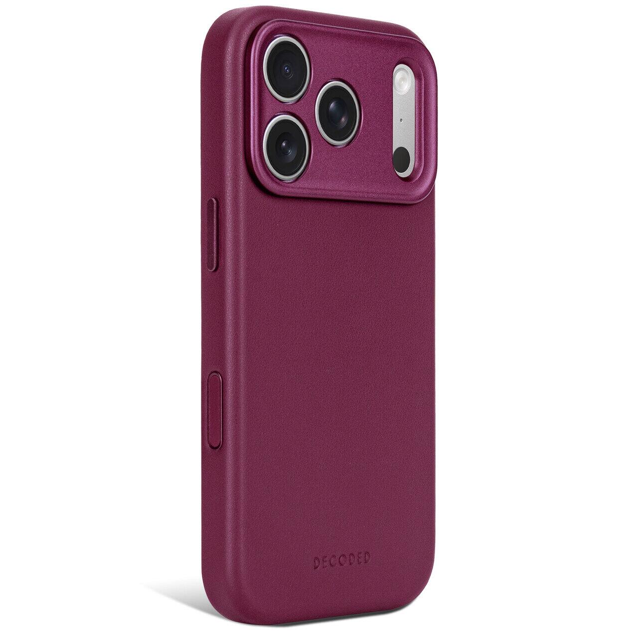 Husă din piele DECODED compatibilă MagSafe pentru iPhone 18 Pro, Aubergine