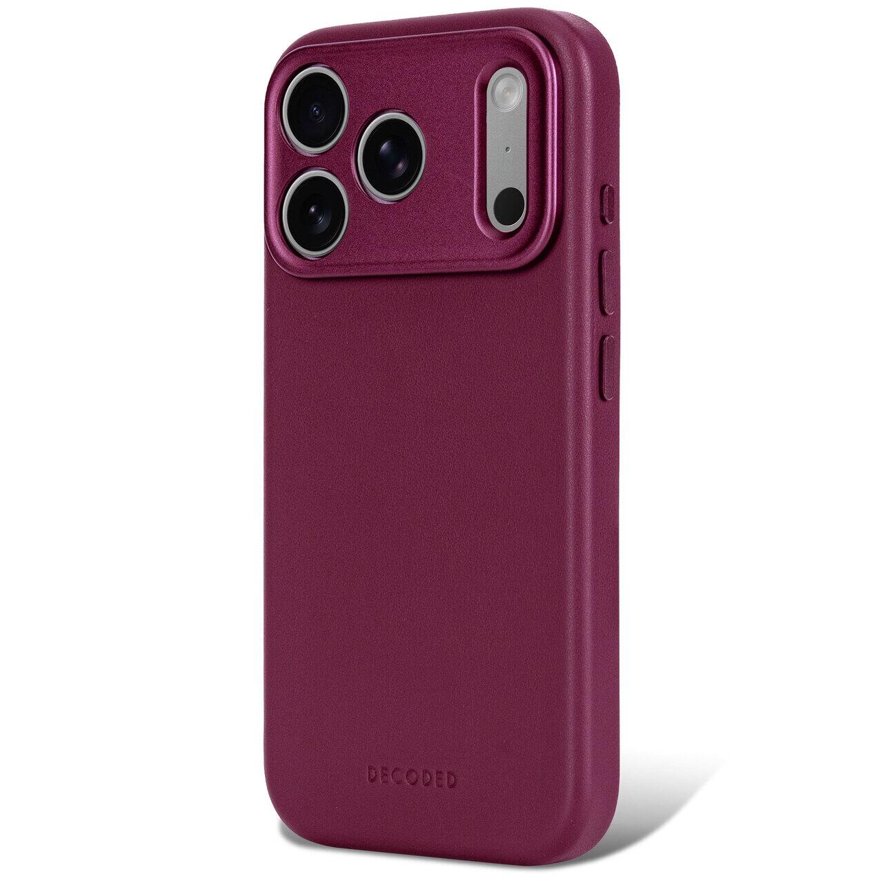 Husă din piele DECODED compatibilă MagSafe pentru iPhone 18 Pro, Aubergine