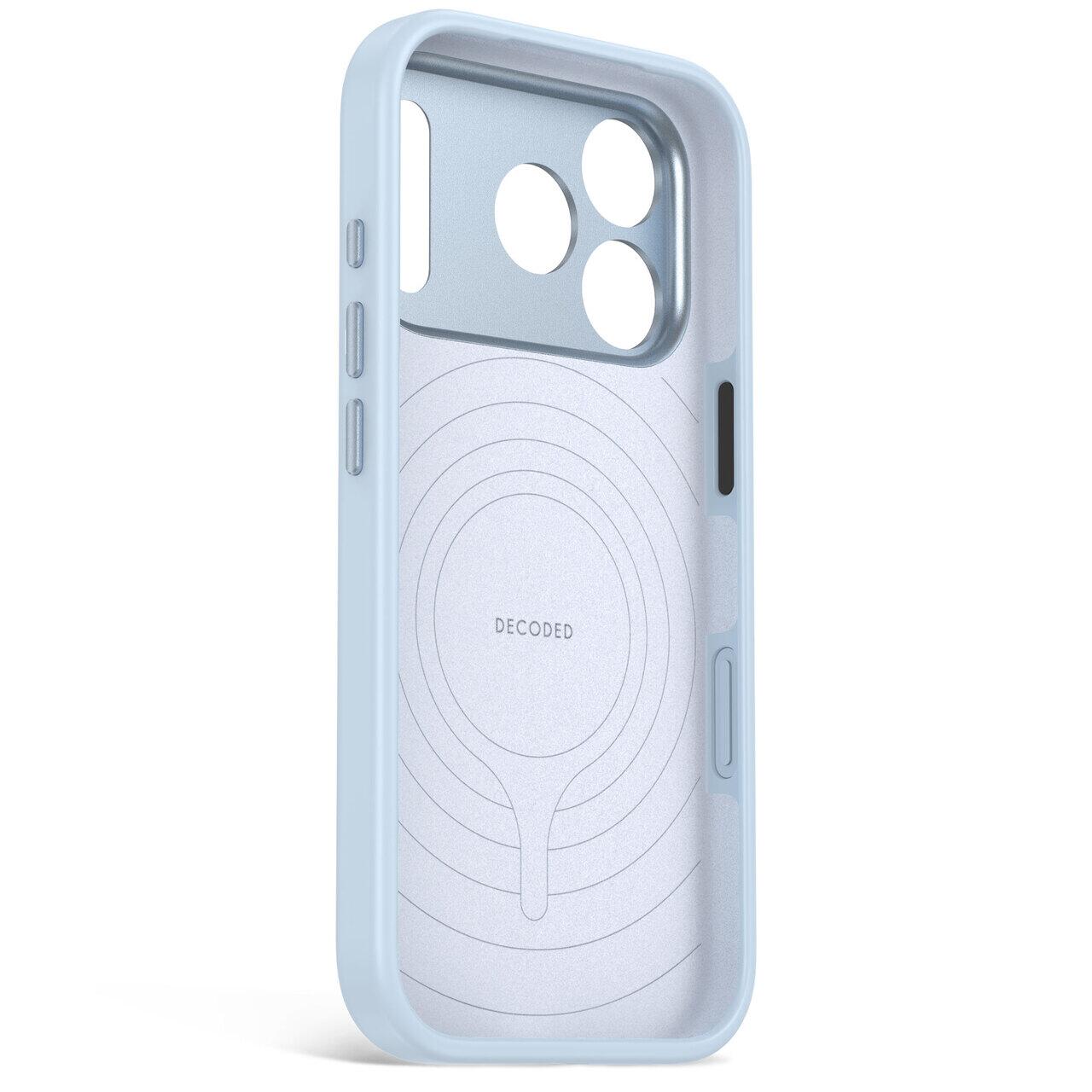 Husă din silicon antimicrobian DECODED compatibilă MagSafe pentru iPhone 18 Pro, Light Blue