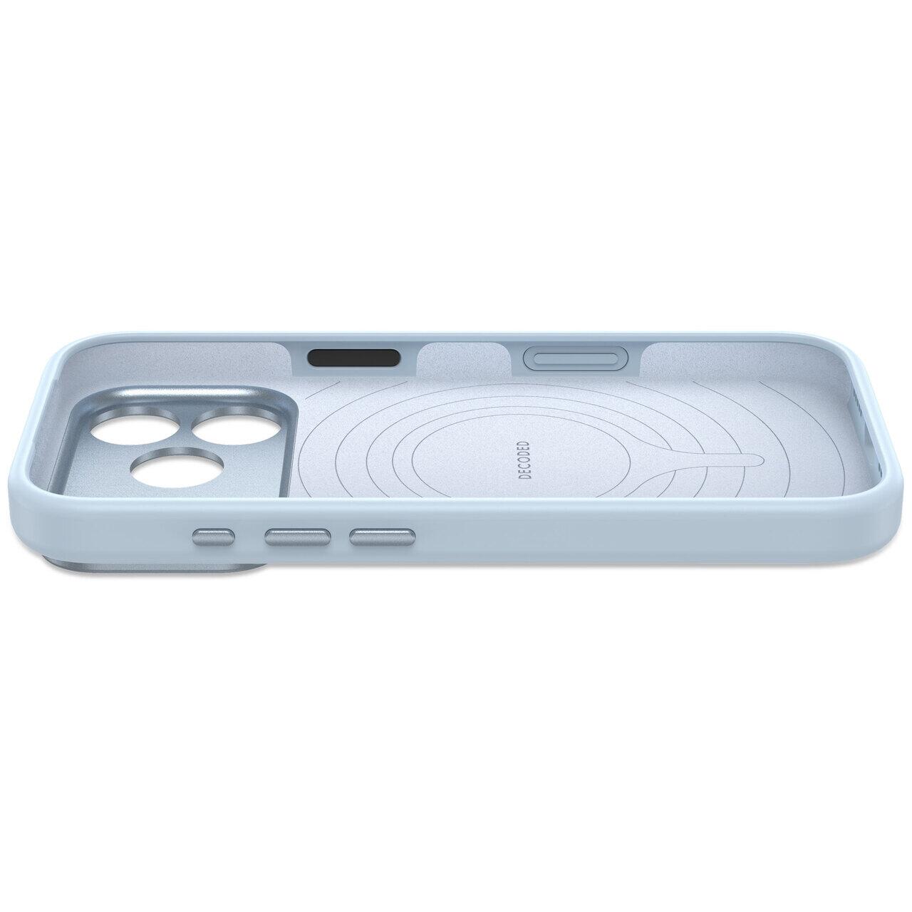 Husă din silicon antimicrobian DECODED compatibilă MagSafe pentru iPhone 18 Pro Max, Light Blue