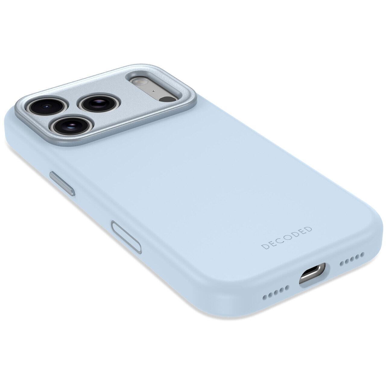 Husă din silicon antimicrobian DECODED compatibilă MagSafe pentru iPhone 18 Pro Max, Light Blue