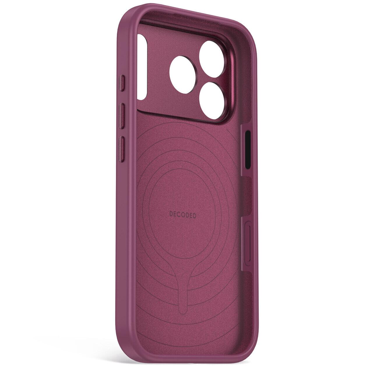 Husă din silicon antimicrobian DECODED compatibilă MagSafe pentru iPhone 18 Pro, Plum