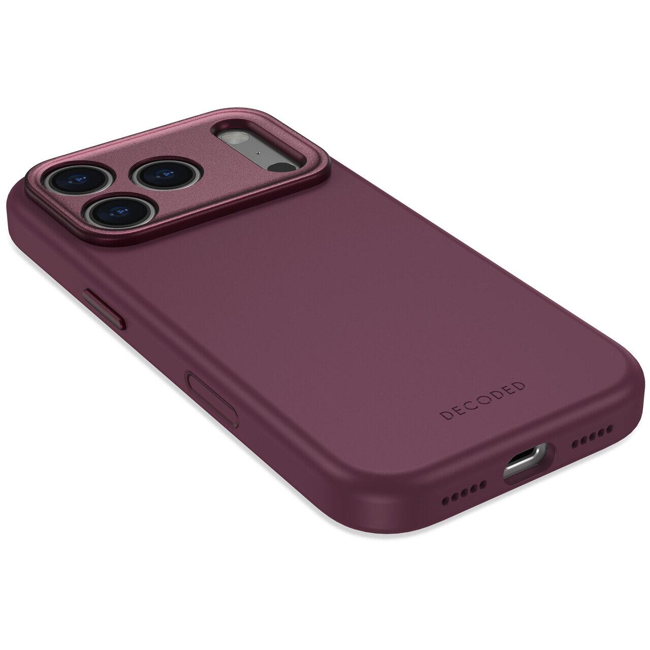 Husă din silicon antimicrobian DECODED compatibilă MagSafe pentru iPhone 18 Pro Max, Plum