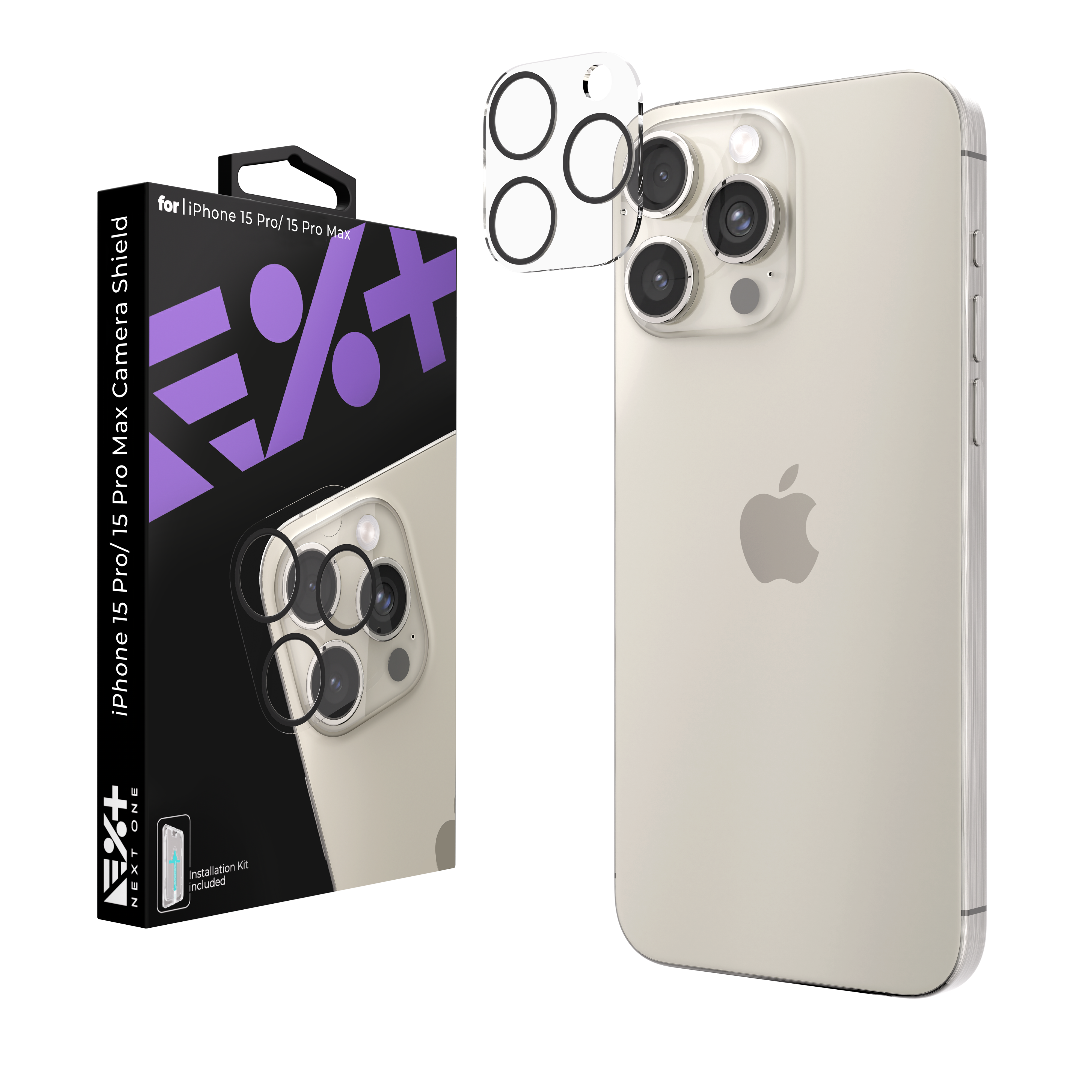 Folie din sticla pentru camera foto NOA pentru iPhone 15 Pro/Pro Max