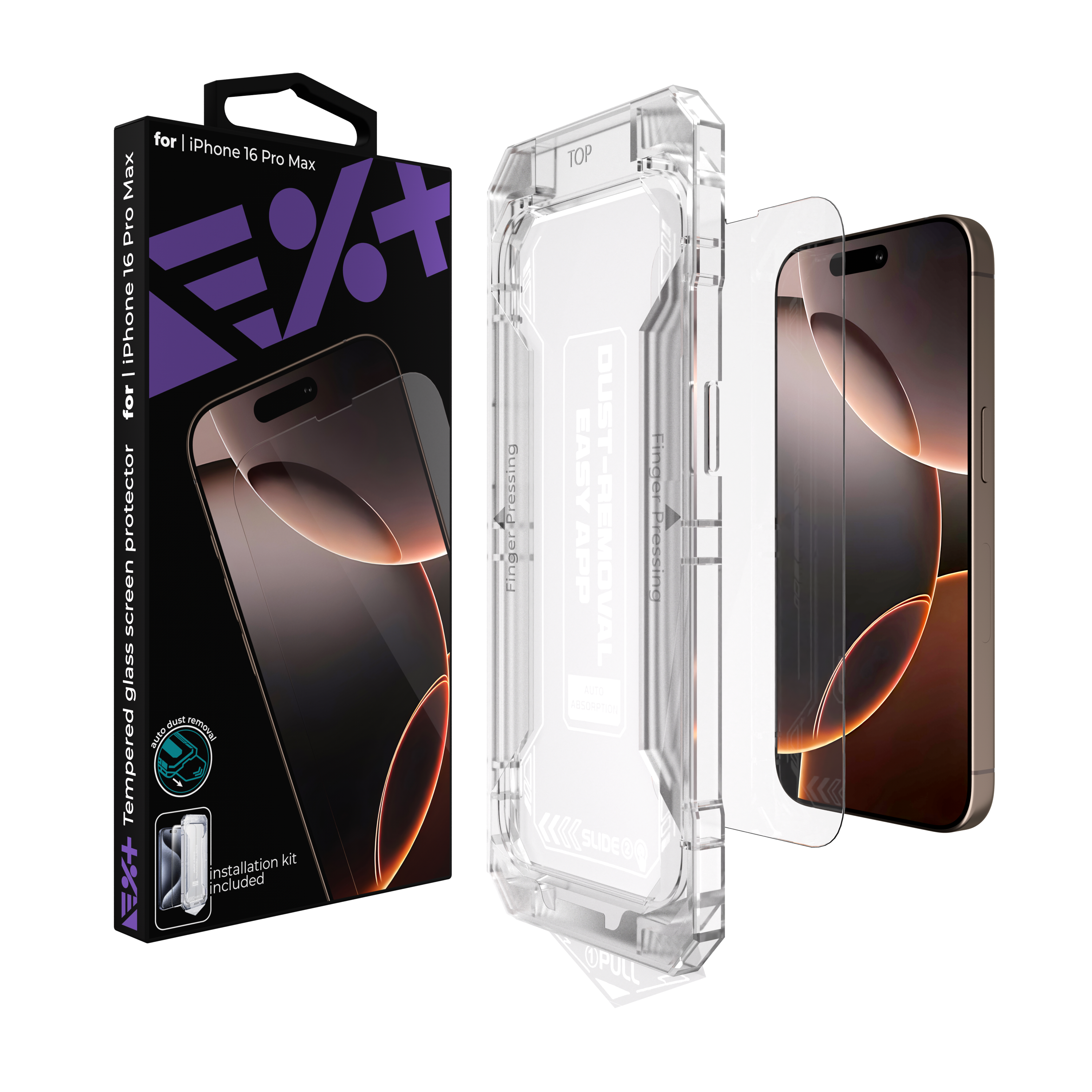 Folie de protecție din sticlă securizată NOA pentru iPhone 16 Pro Max