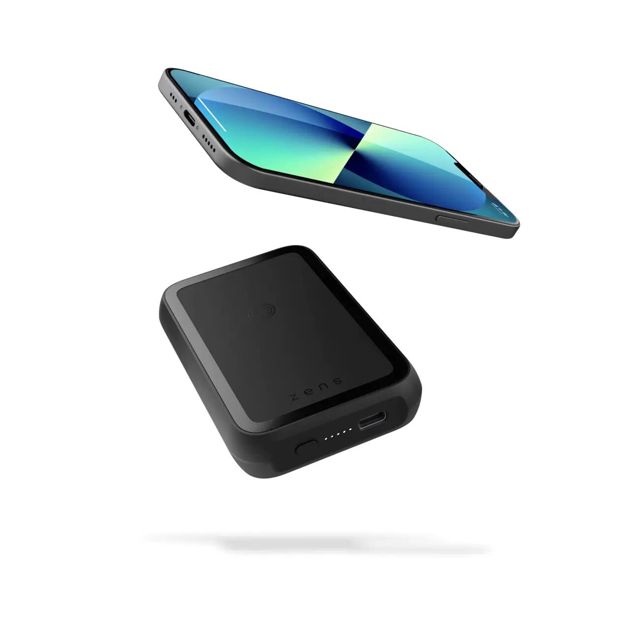 Baterie externă magnetică dublă Zens cu suport – încărcare wireless pentru două dispozitive