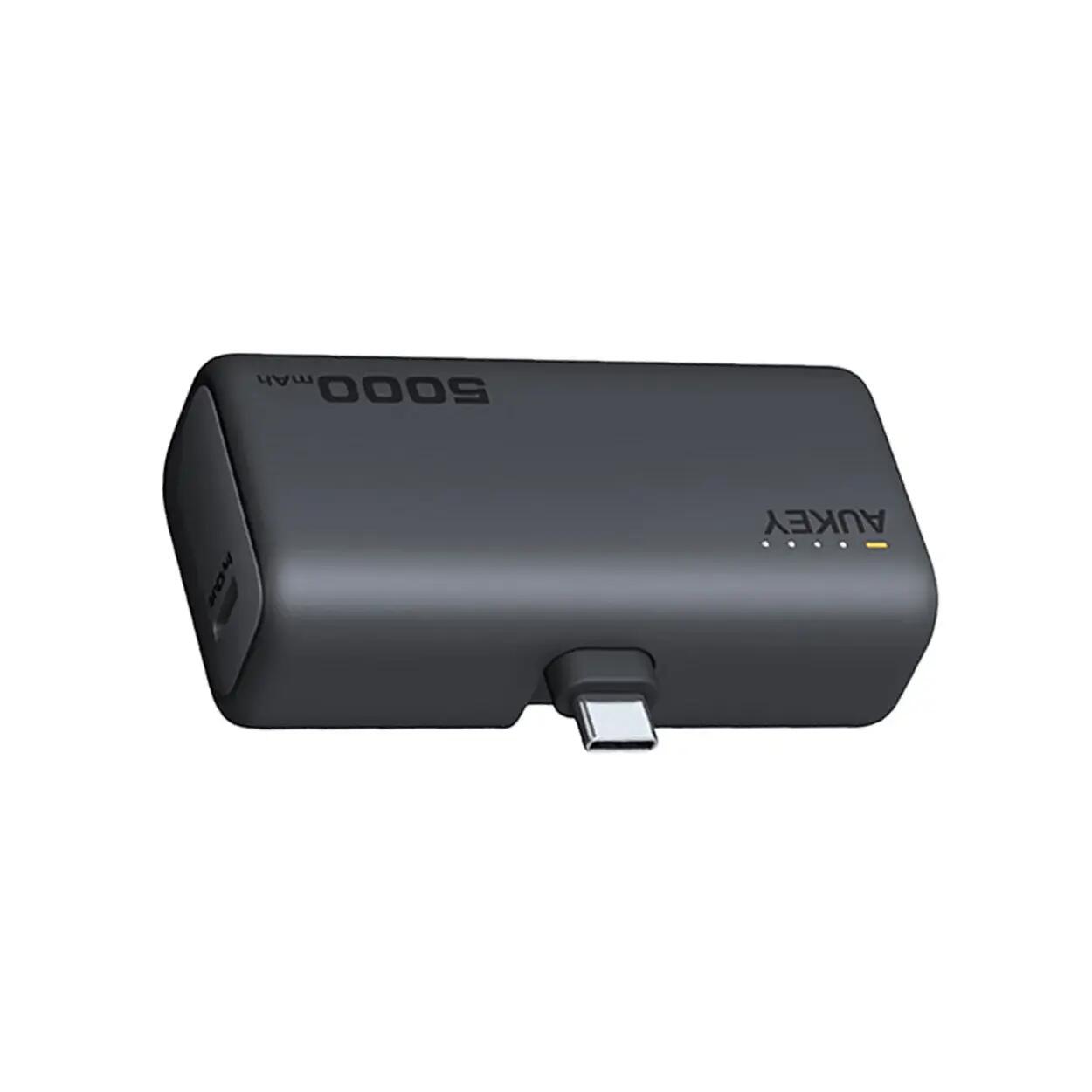 Baterie externă, Powerbank AUKEY Spark Mini 5000mAh – încărcare rapidă 22.5W cu conector USB-C pliabil, Gri