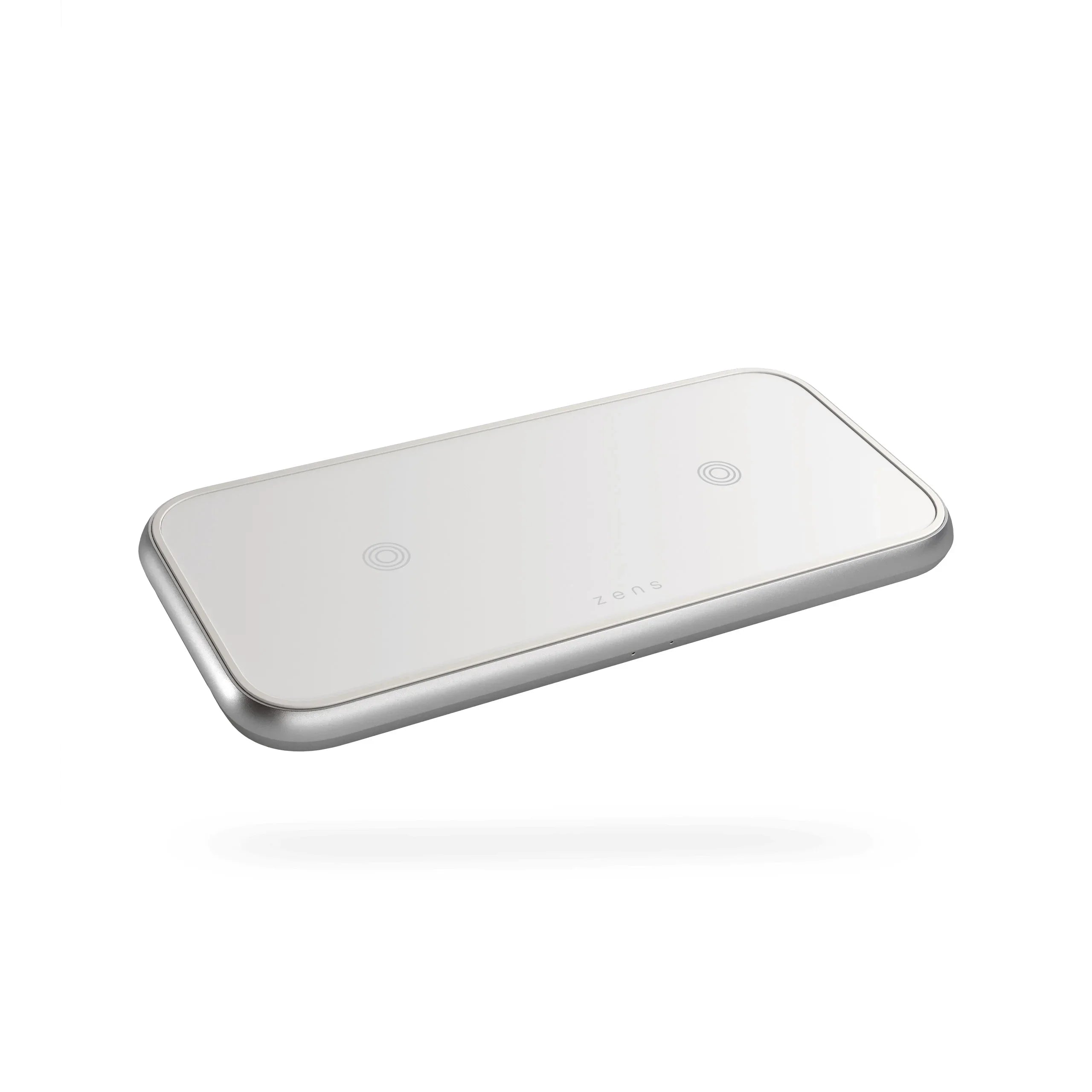 Încărcător wireless dublu Zens din aluminiu – încărcare rapidă de 20 W pentru două dispozitive, Alb