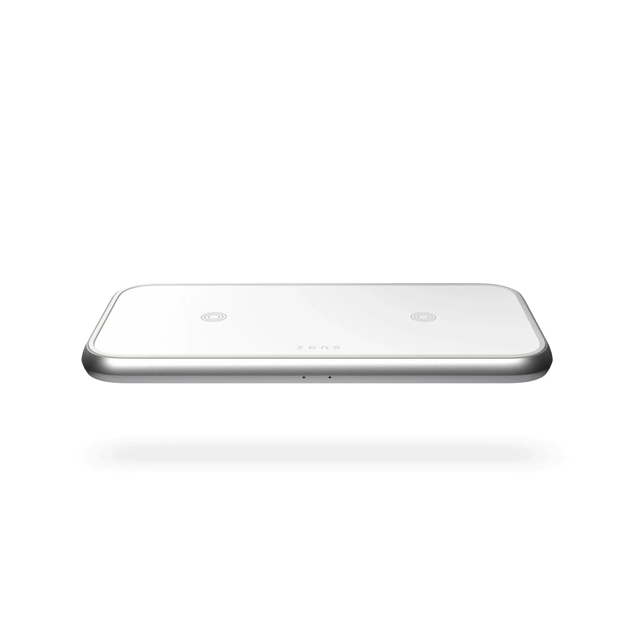 Încărcător wireless dublu Zens din aluminiu – încărcare rapidă de 20 W pentru două dispozitive, Alb